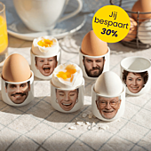 Cadeauset 6-delige eierdopjes met gezicht