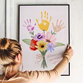 Gepersonaliseerde poster boeket bloemen met handafdruk