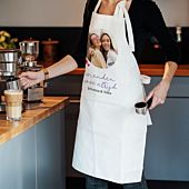 Gepersonaliseerd keukenschort met foto en tekst