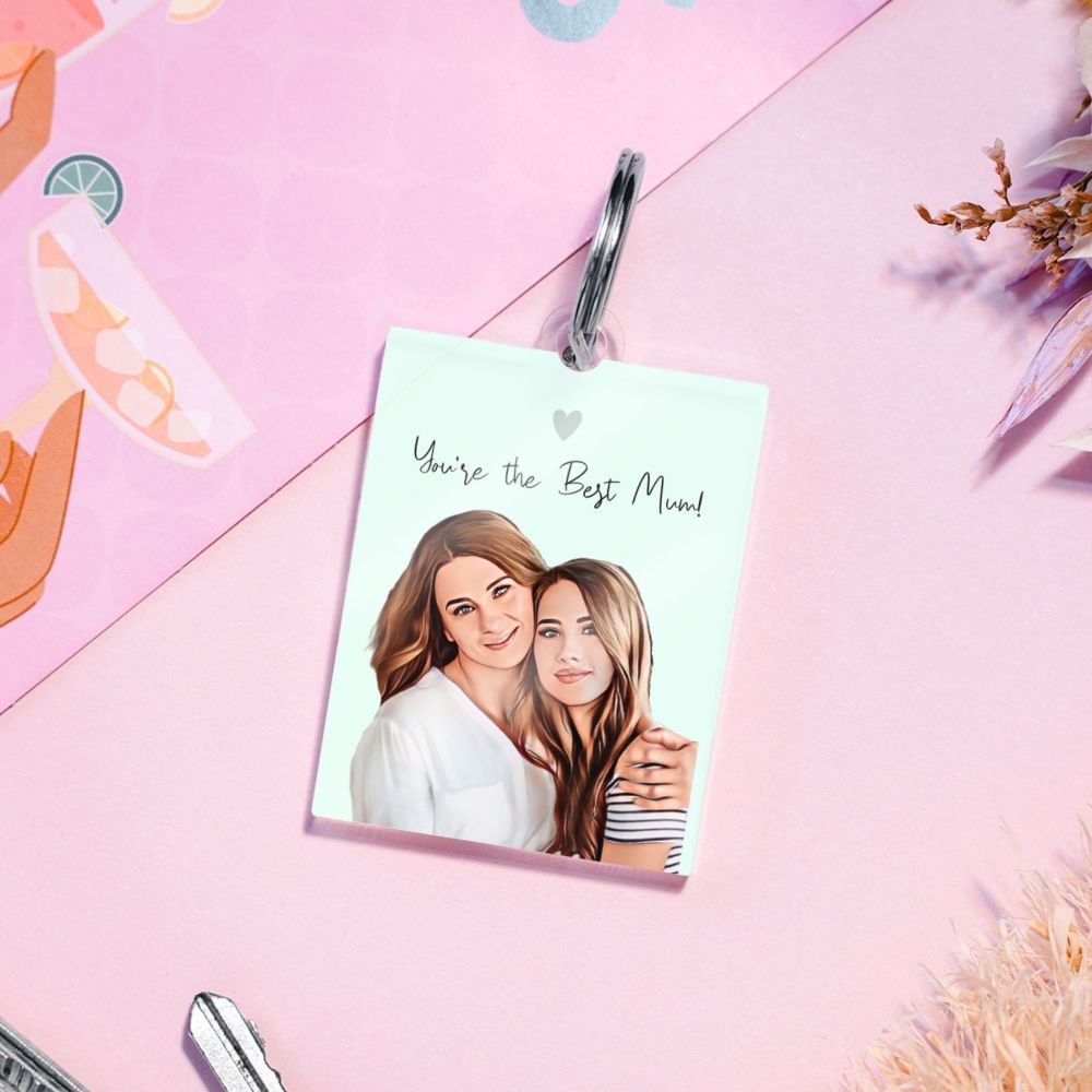 Gepersonaliseerde acryl sleutelhanger als comic