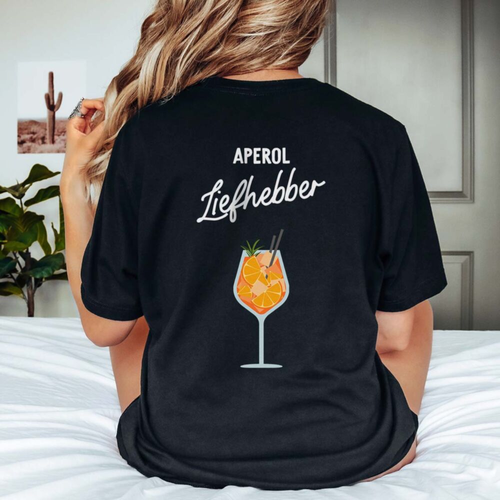 Gepersonaliseerd t-shirt met aperol glas en tekst
