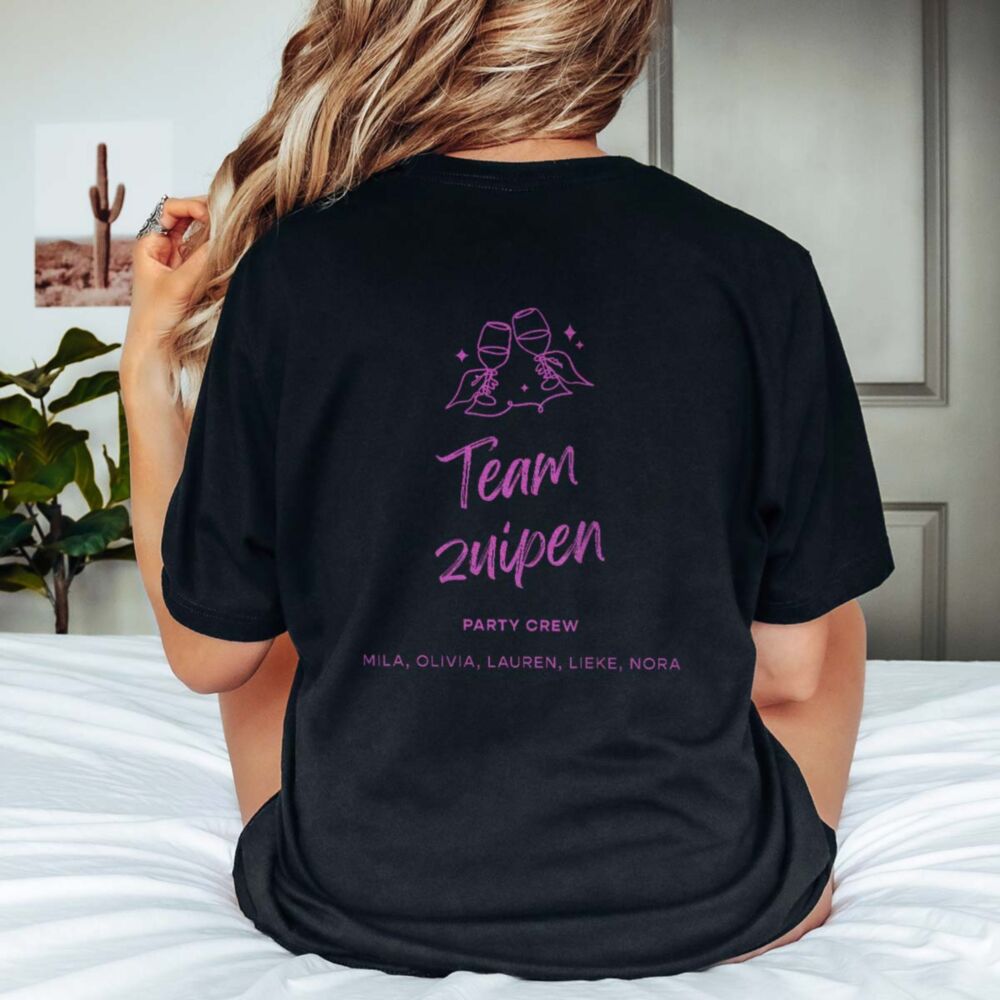 Gepersonaliseerd bruid t-shirt met symbool en tekst