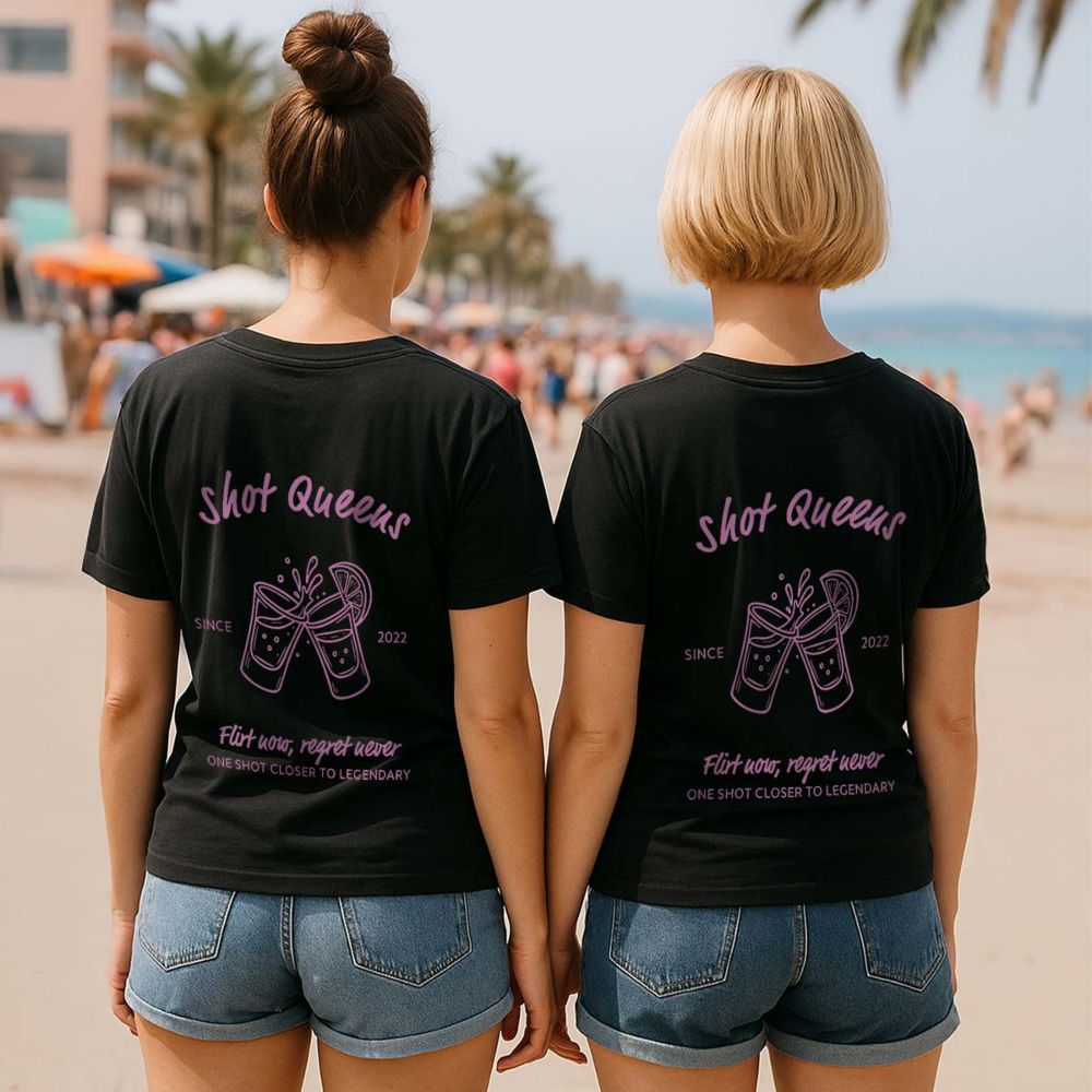 Gepersonaliseerd t-shirt met drinks en tekst