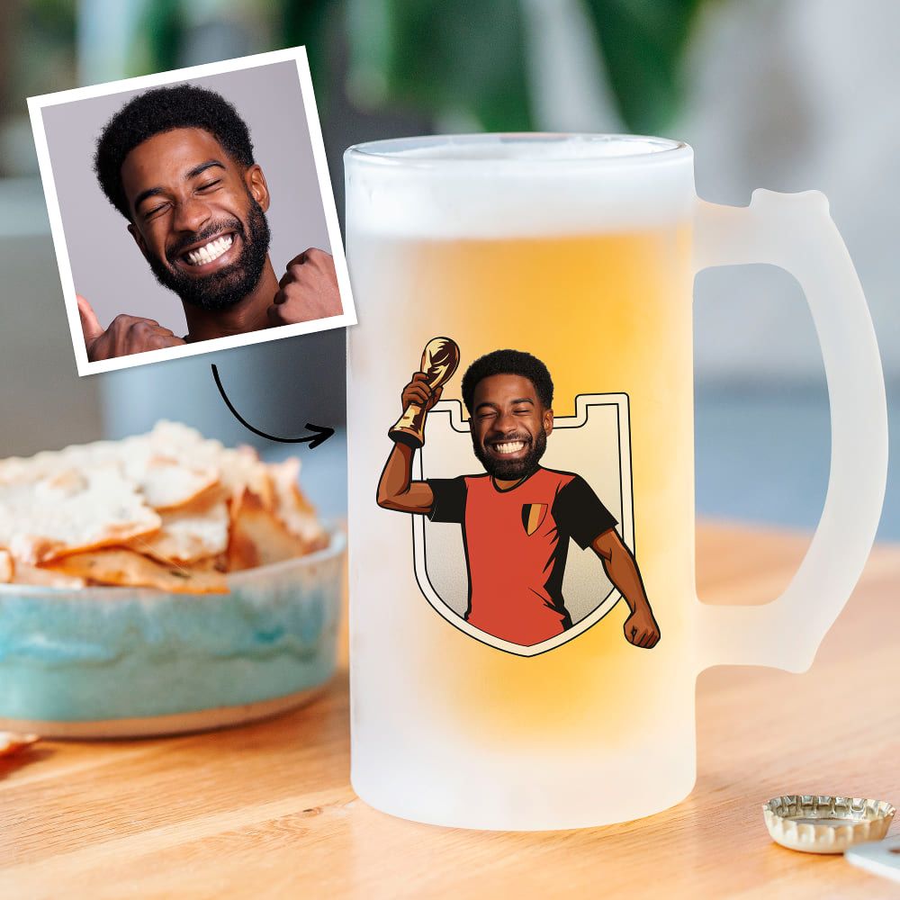 Personalisierbarer WM-Bierkrug mit Foto Personalisierbarer WM-Bierkrug mit Foto