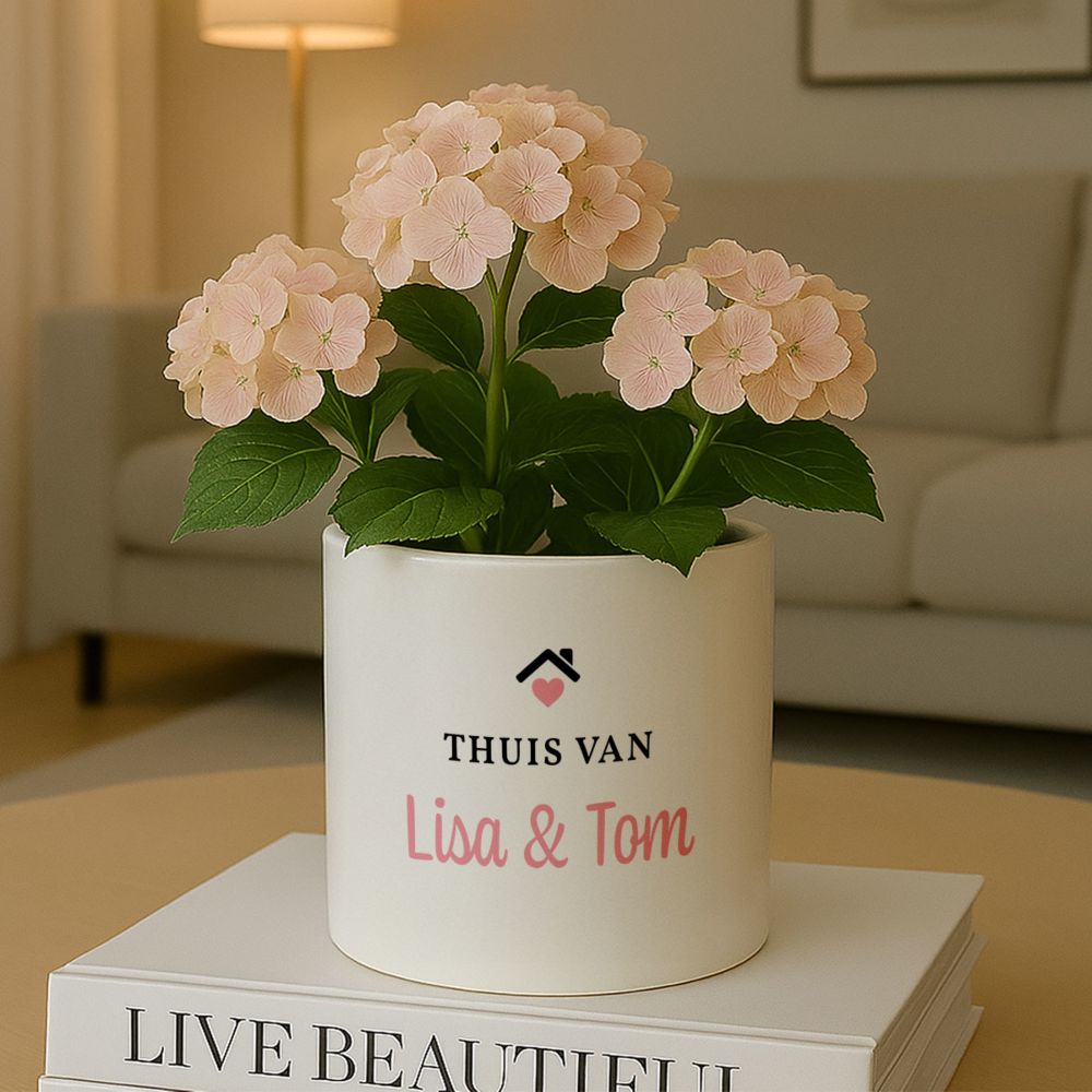 Personalisierbarer Blumentopf mit Text und Symbol