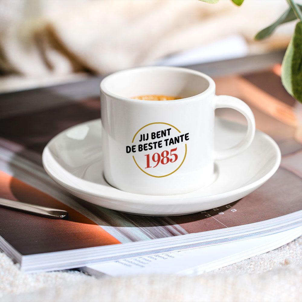 Gepersonaliseerde espresso mok met naam en jaartal
