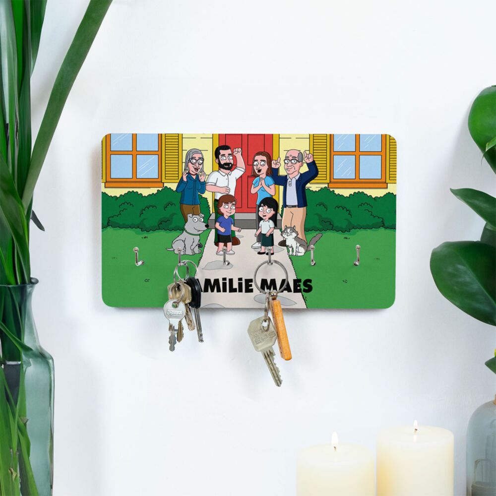 Gepersonaliseerd sleutelbord - cartoon familie illustratie