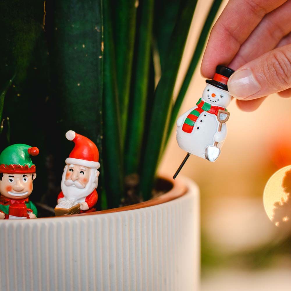 Kerstachtige plantetiket set van 4