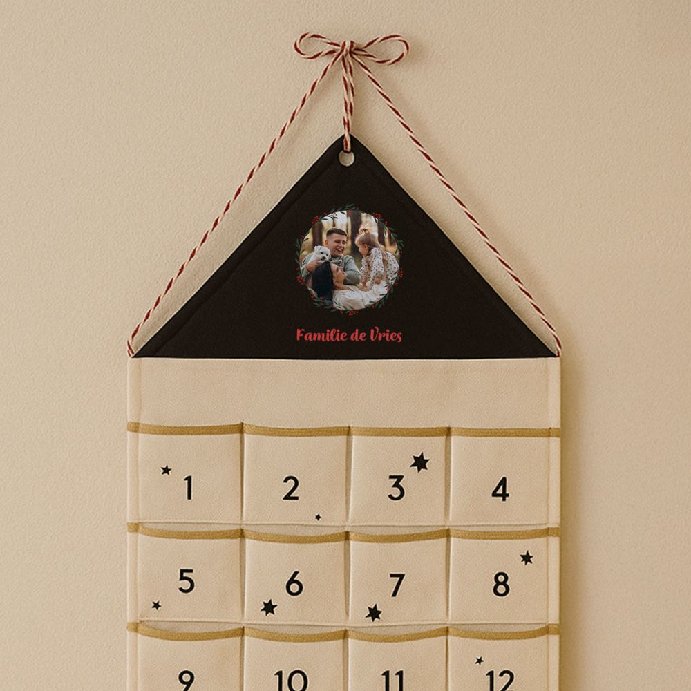 Gepersonaliseerde adventskalender met foto en tekst