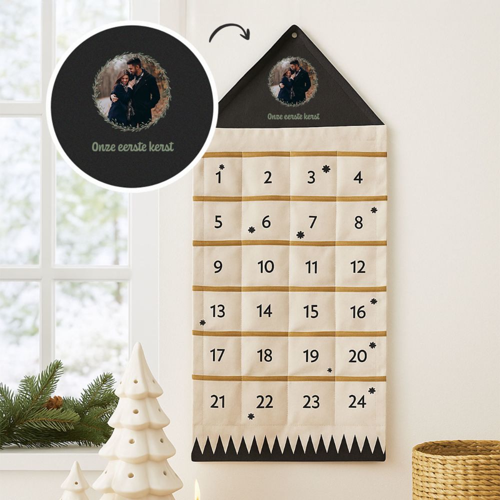 Gepersonaliseerde adventskalender met foto en tekst