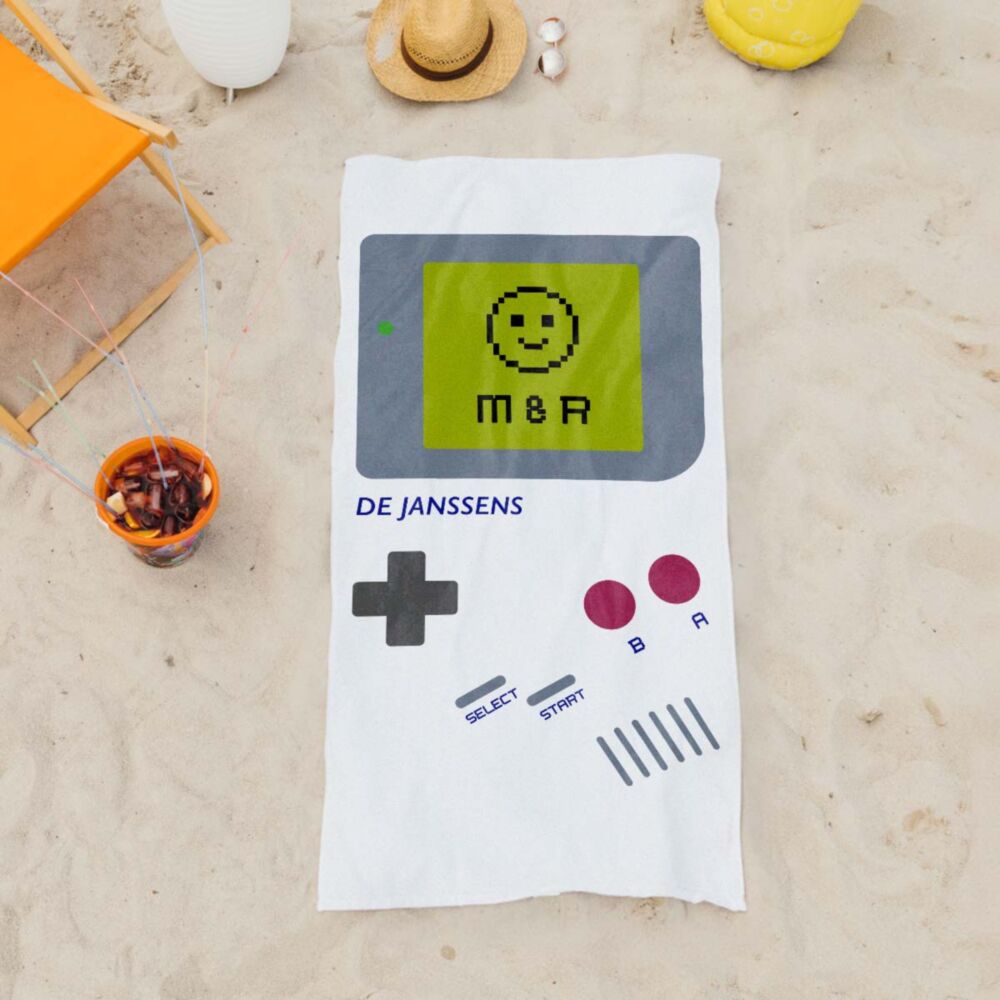 Personaliseerbare handdoek met gameconsole en tekst