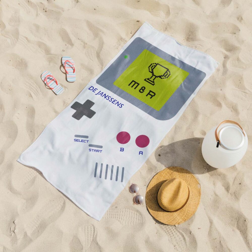 Personaliseerbare handdoek met gameconsole en tekst