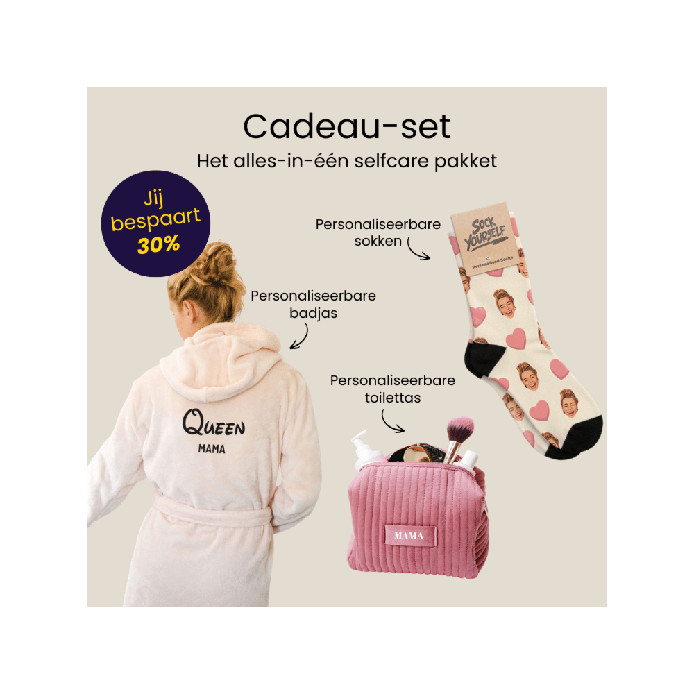 Cadeauset toilettas, badjas en sokken
