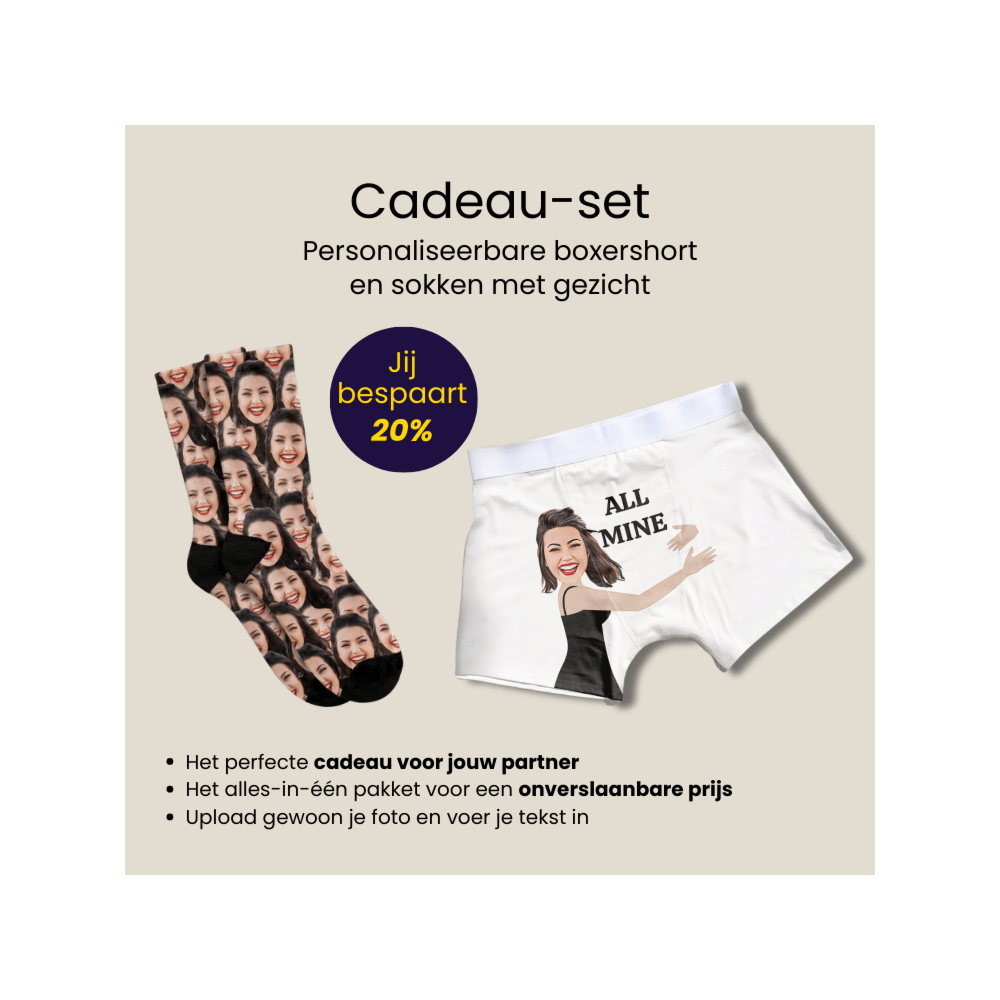 Cadeauset sokken en boxershorts met gezicht
