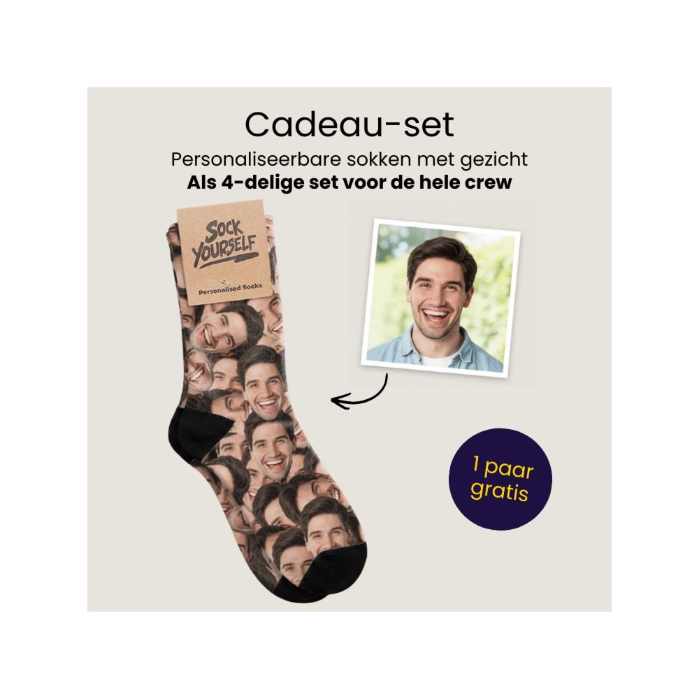 Cadeauset sokken set van 4 met gezicht