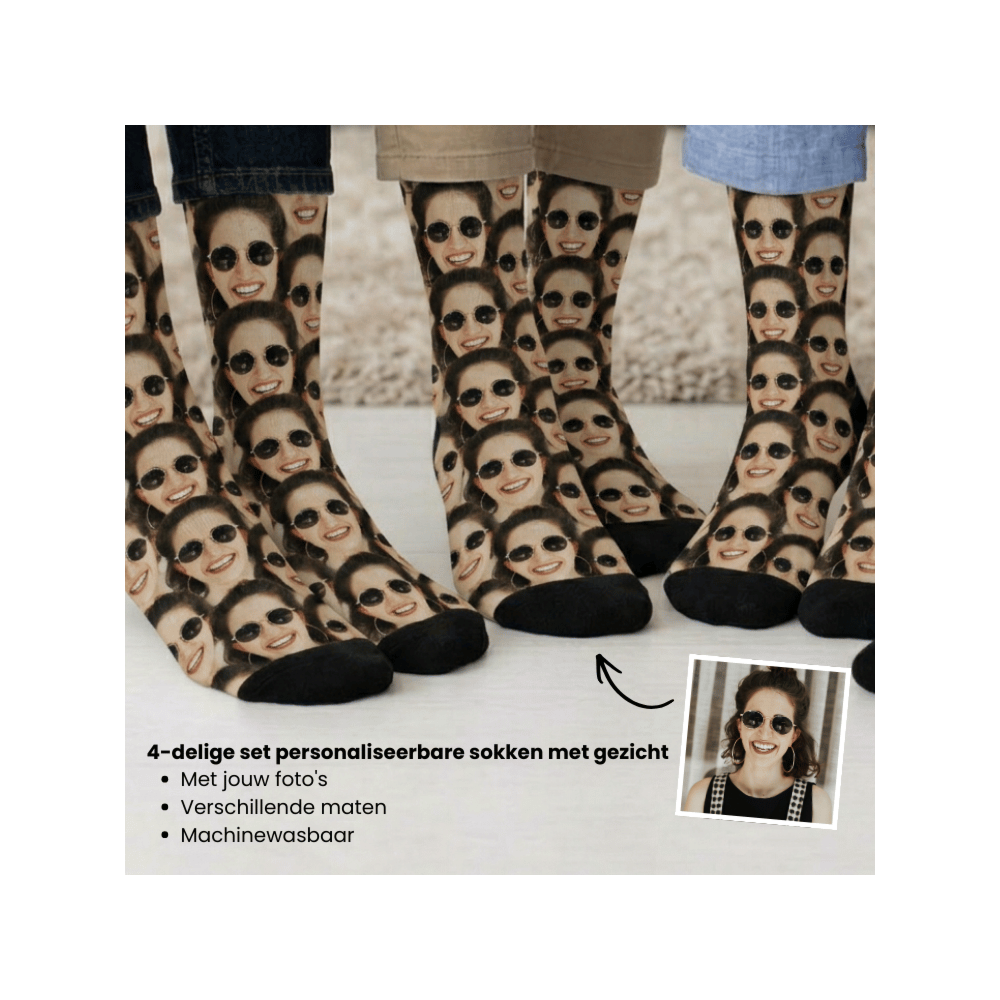 Cadeauset sokken set van 4 met gezicht