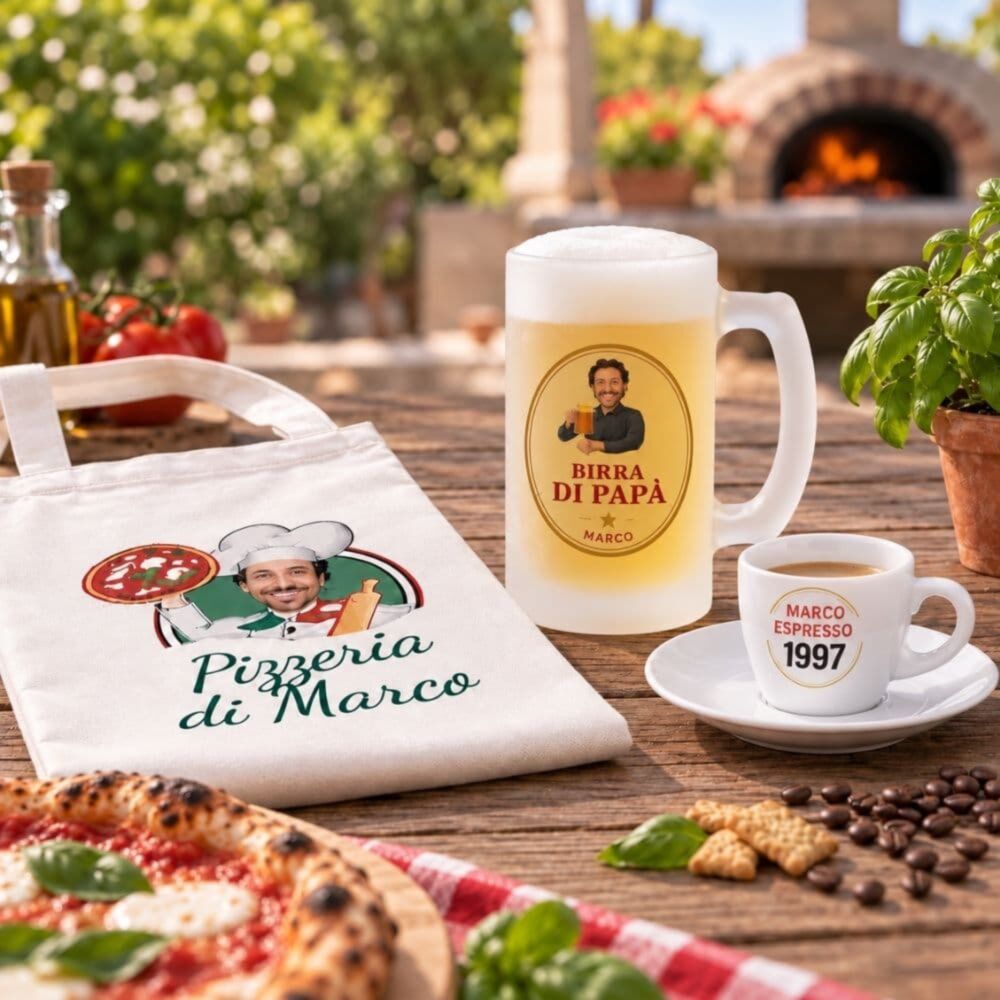 Geschenkset Italien mit Schürze Bierkrug und Espresso Tasse Geschenkset Italien mit Schürze Bierkrug und Espresso Tasse