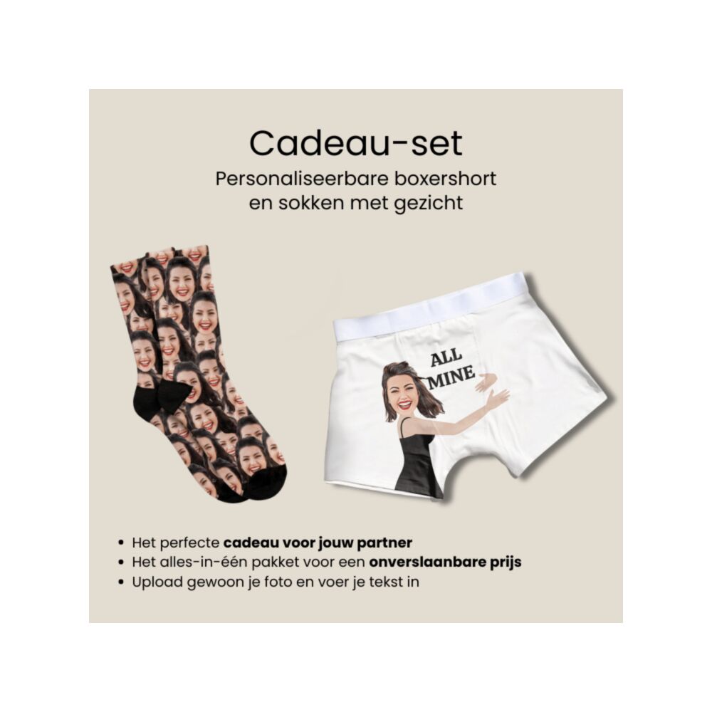 Cadeauset sokken en boxershorts met gezicht