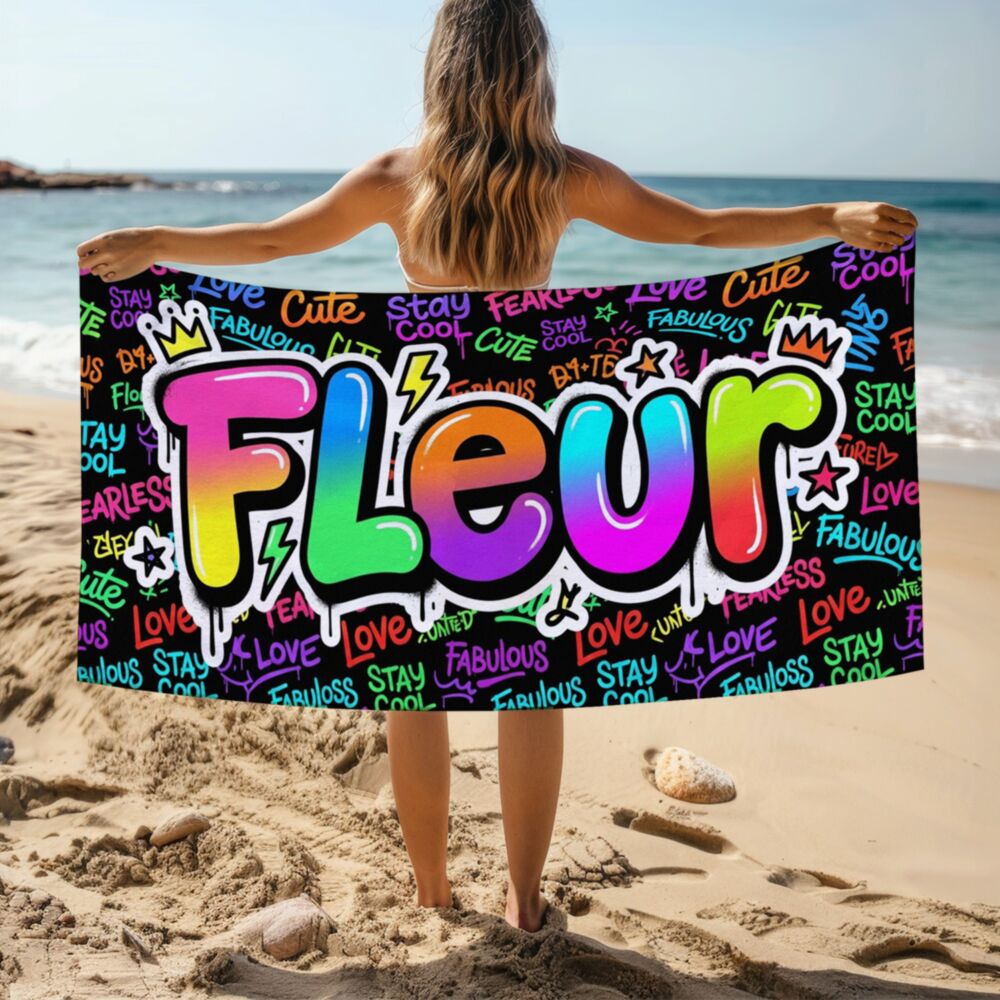 Personalisierbares Handtuch mit Name im Graffiti Design