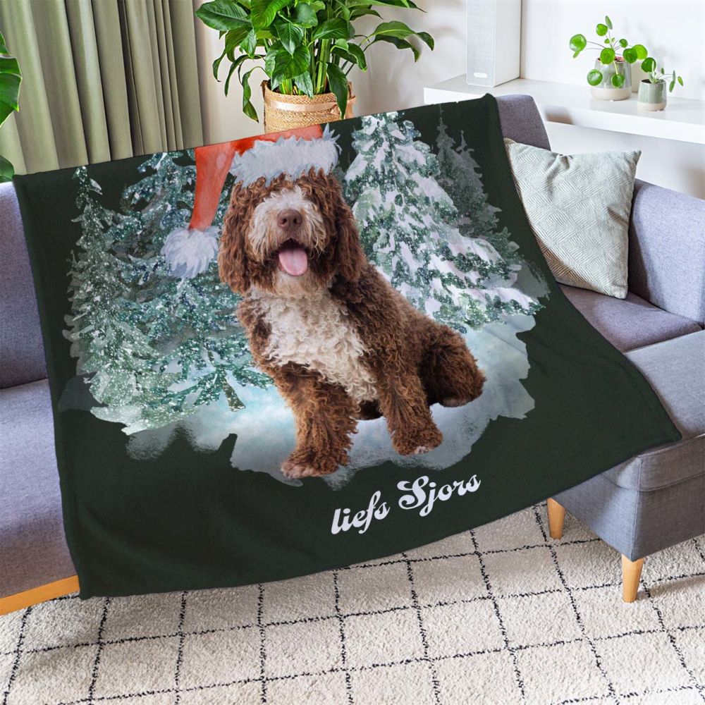 Gepersonaliseerde Bootleg kerstdeken met huisdier