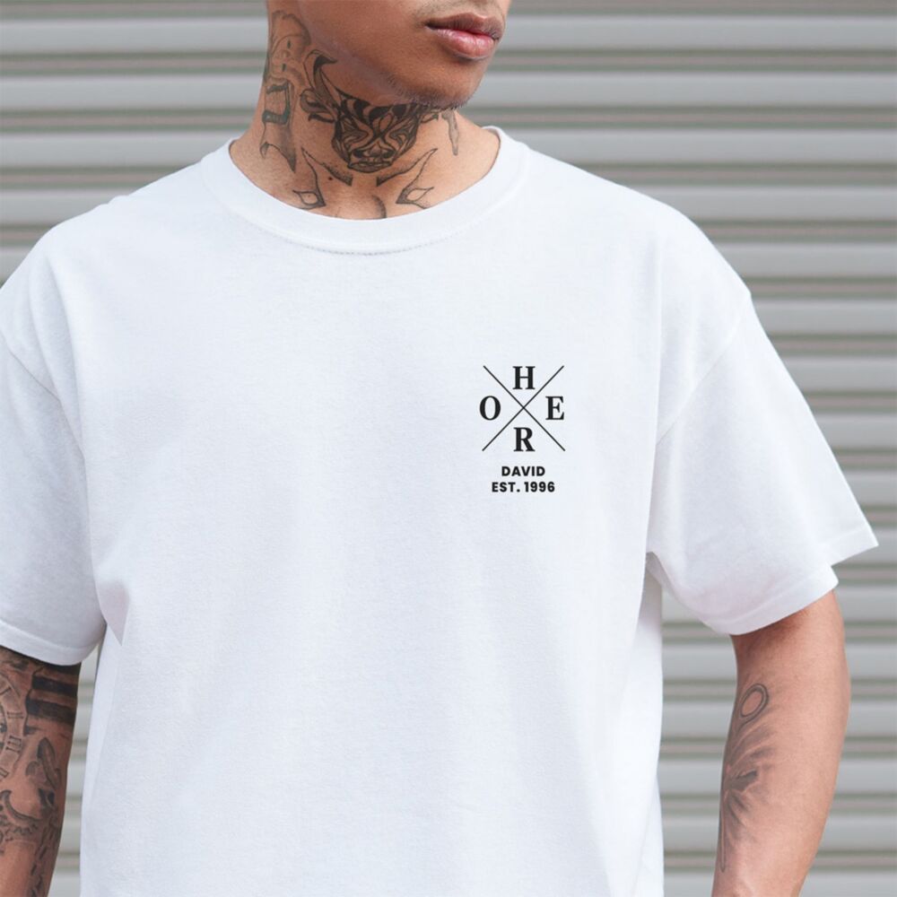 Gepersonaliseerd t-shirt met naam en jaartal