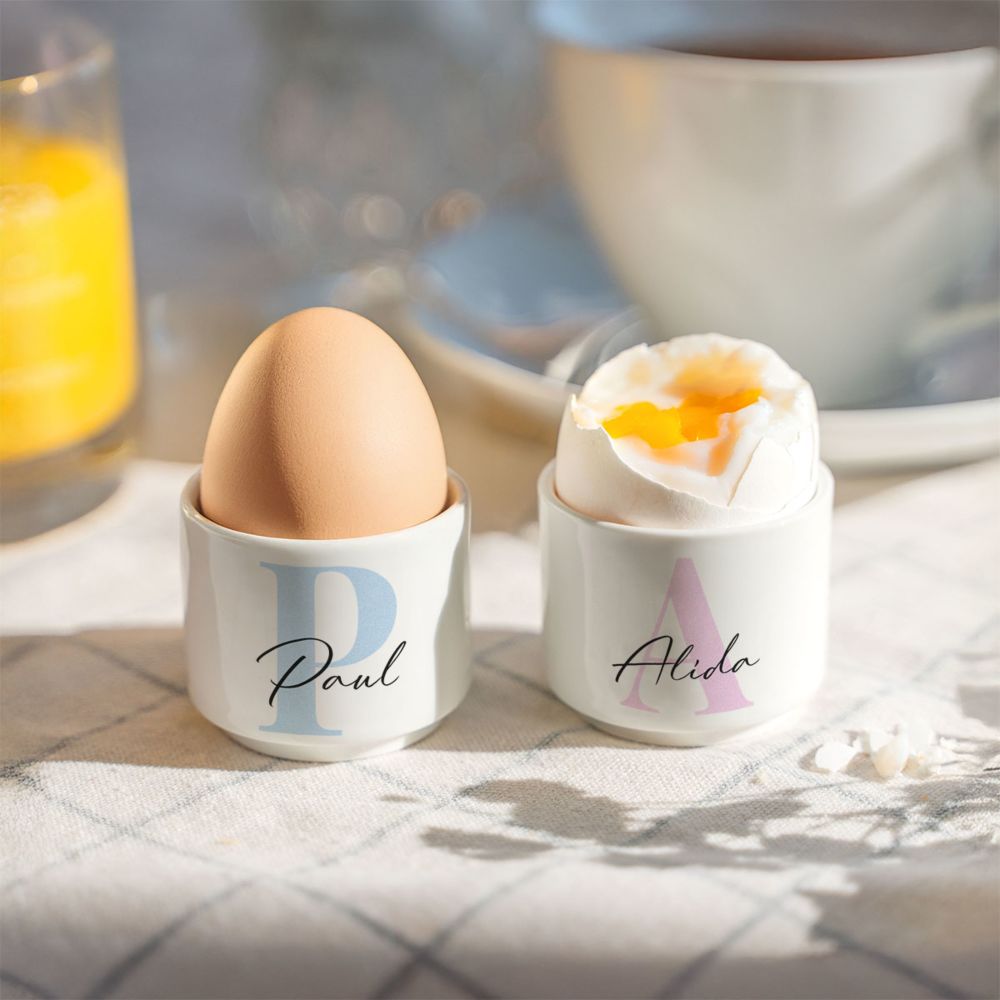 Personaliseerbare eierdopjes - set van 2 met monogram