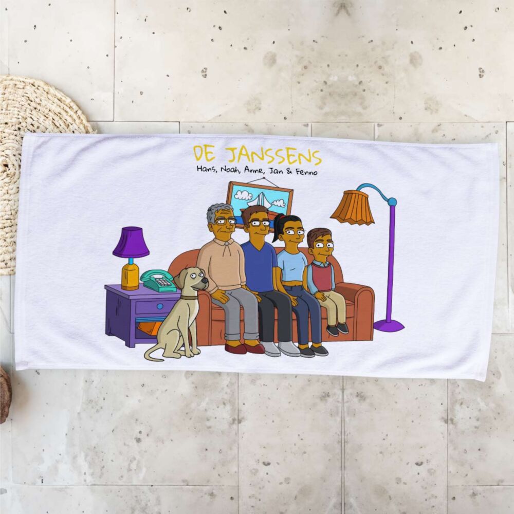 Gepersonaliseerde handdoek - illustratie cartoon familie
