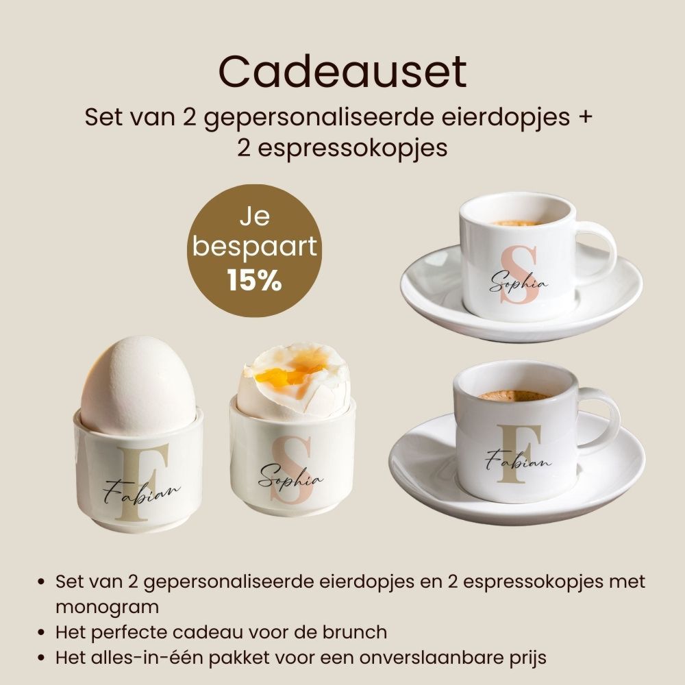 Cadeauset eierdopjes en espressokopje set van 2