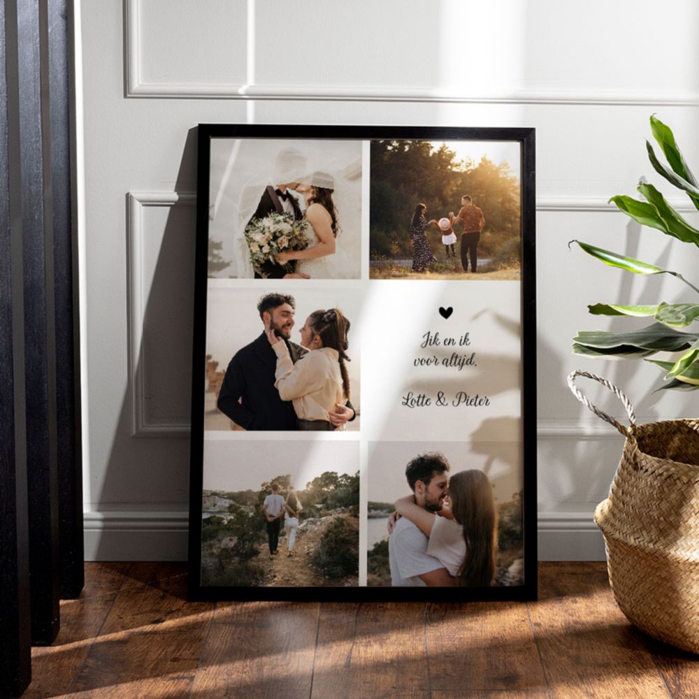 Gepersonaliseerde poster met 5 foto’s en tekst