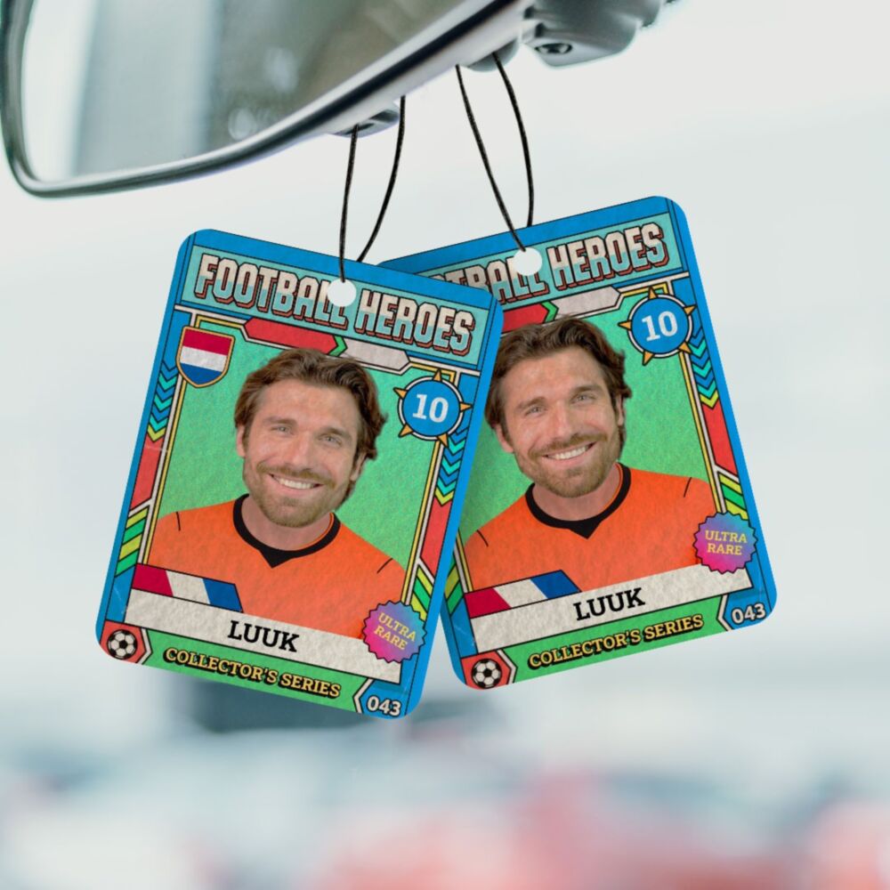 Personaliseerbare geurboom WK-verzamelsticker met foto