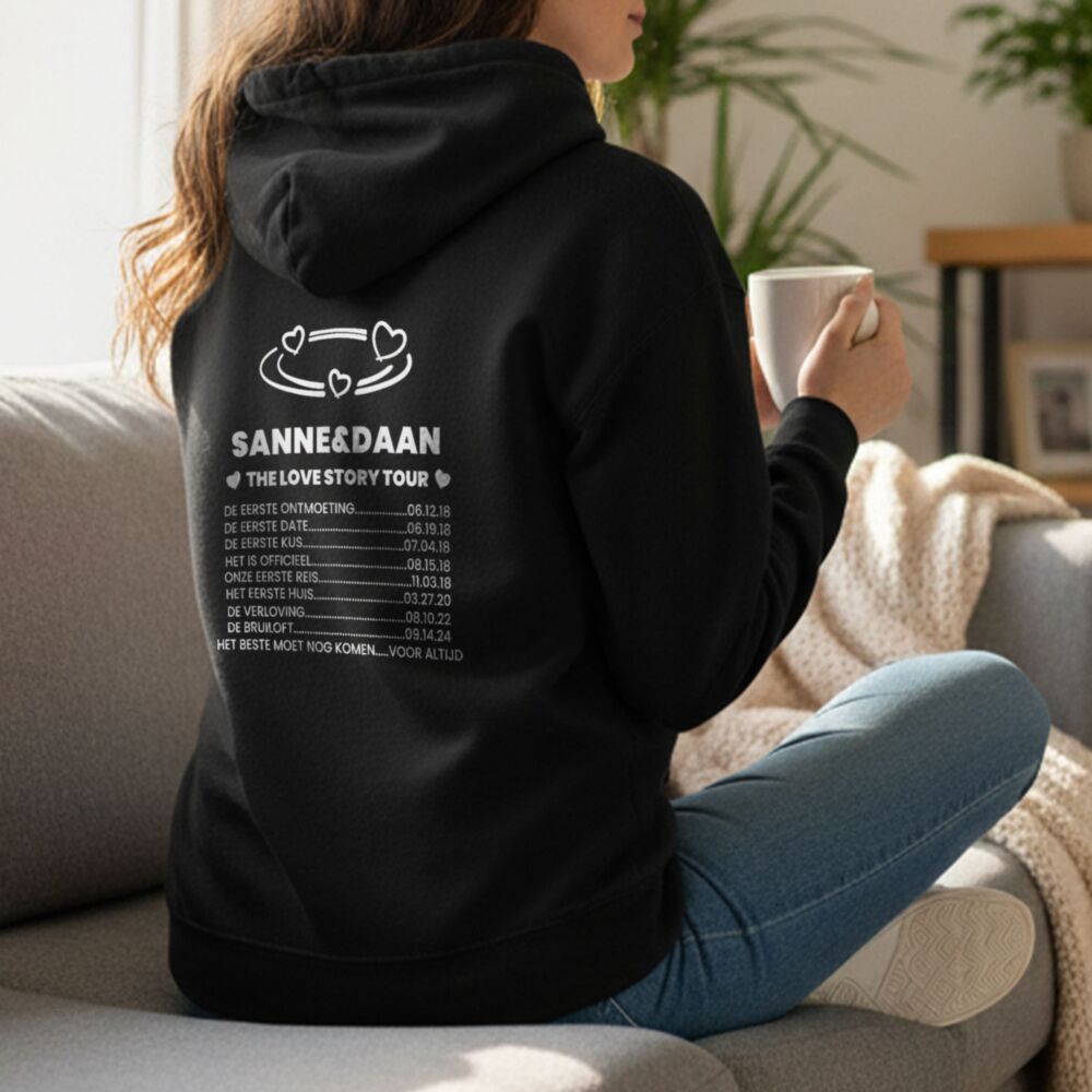 Gepersonaliseerde hoodie met namen – cadeau voor koppels