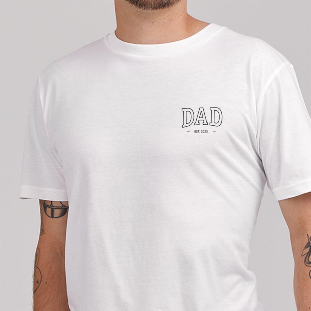 Gepersonaliseerd Papa T-shirt College-Stijl met Jaar