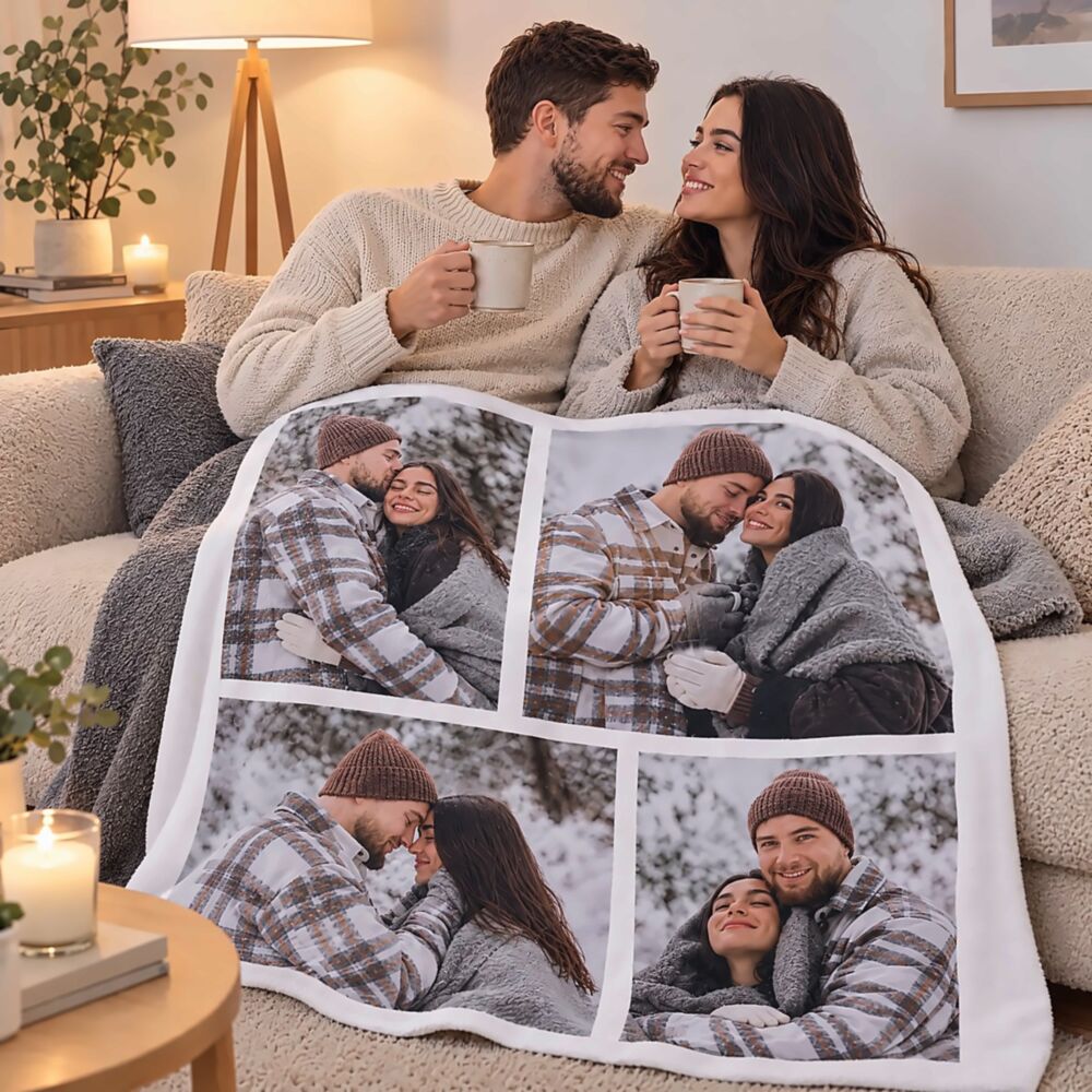 Personalisierbare Decke mit Fotocollage