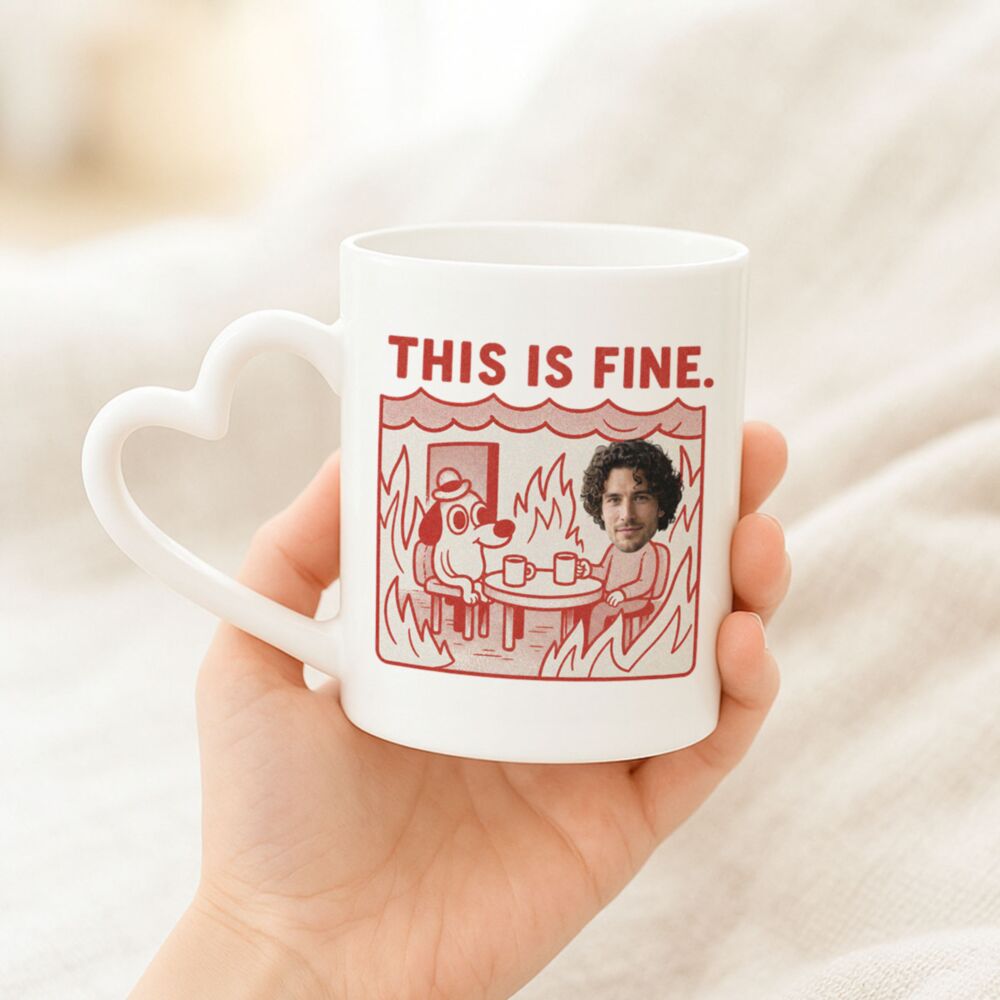 Mok met foto - This is Fine Meme Design