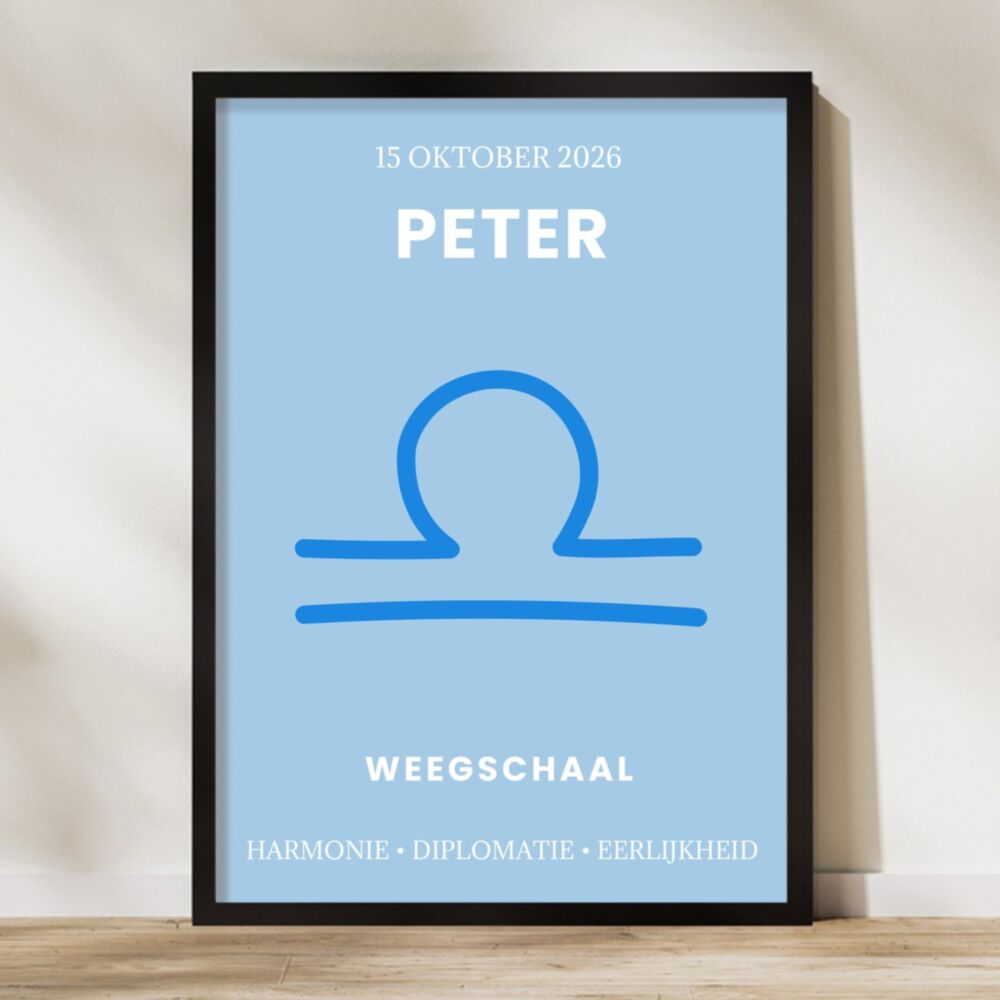 Gepersonaliseerde sterrenbeeld-poster met naam en datum, in formaat A2