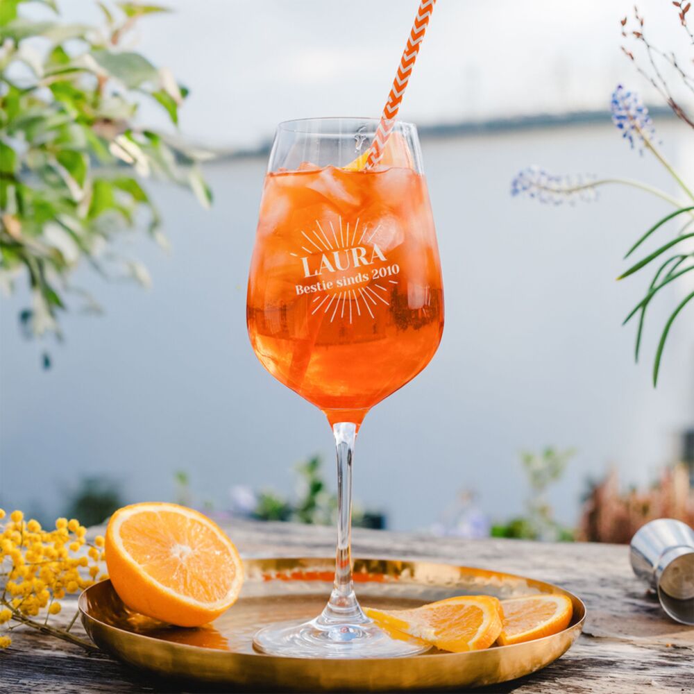 Personaliseerbaar Aperol Glas met Naam – Bestie Editie