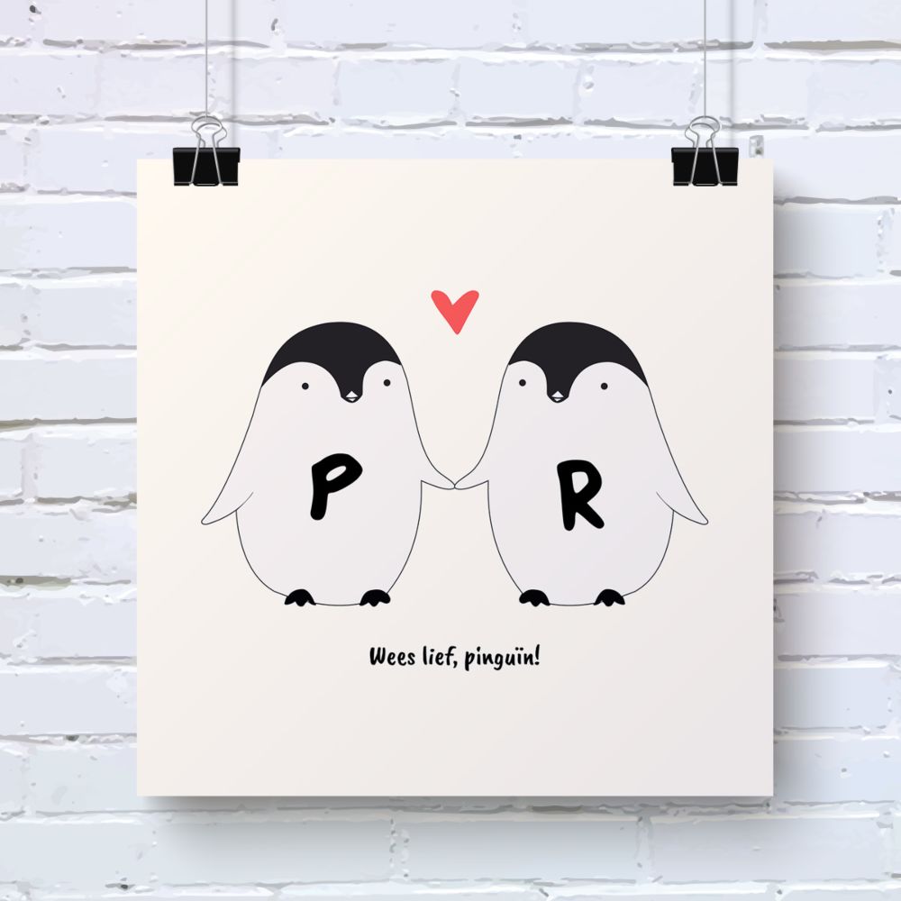 Pinguïn paar - Personaliseerbare poster Pinguïn paar - Personaliseerbare poster