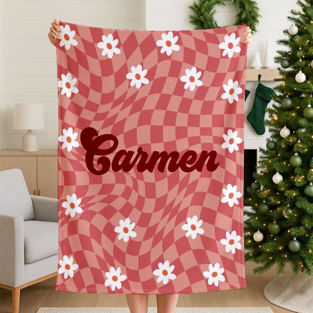 Gepersonaliseerd deken met retro achtergrond en naam