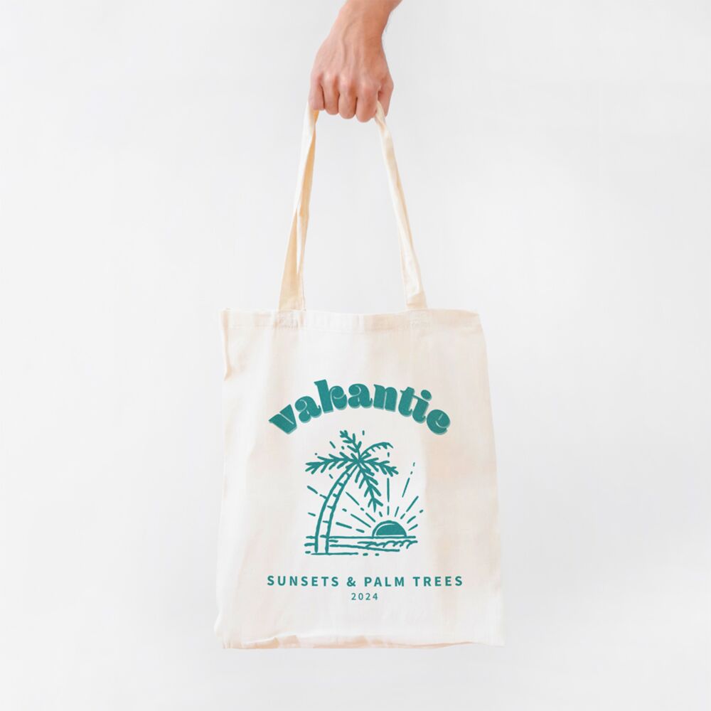 Gepersonaliseerde tote bag met vakantie illustratie