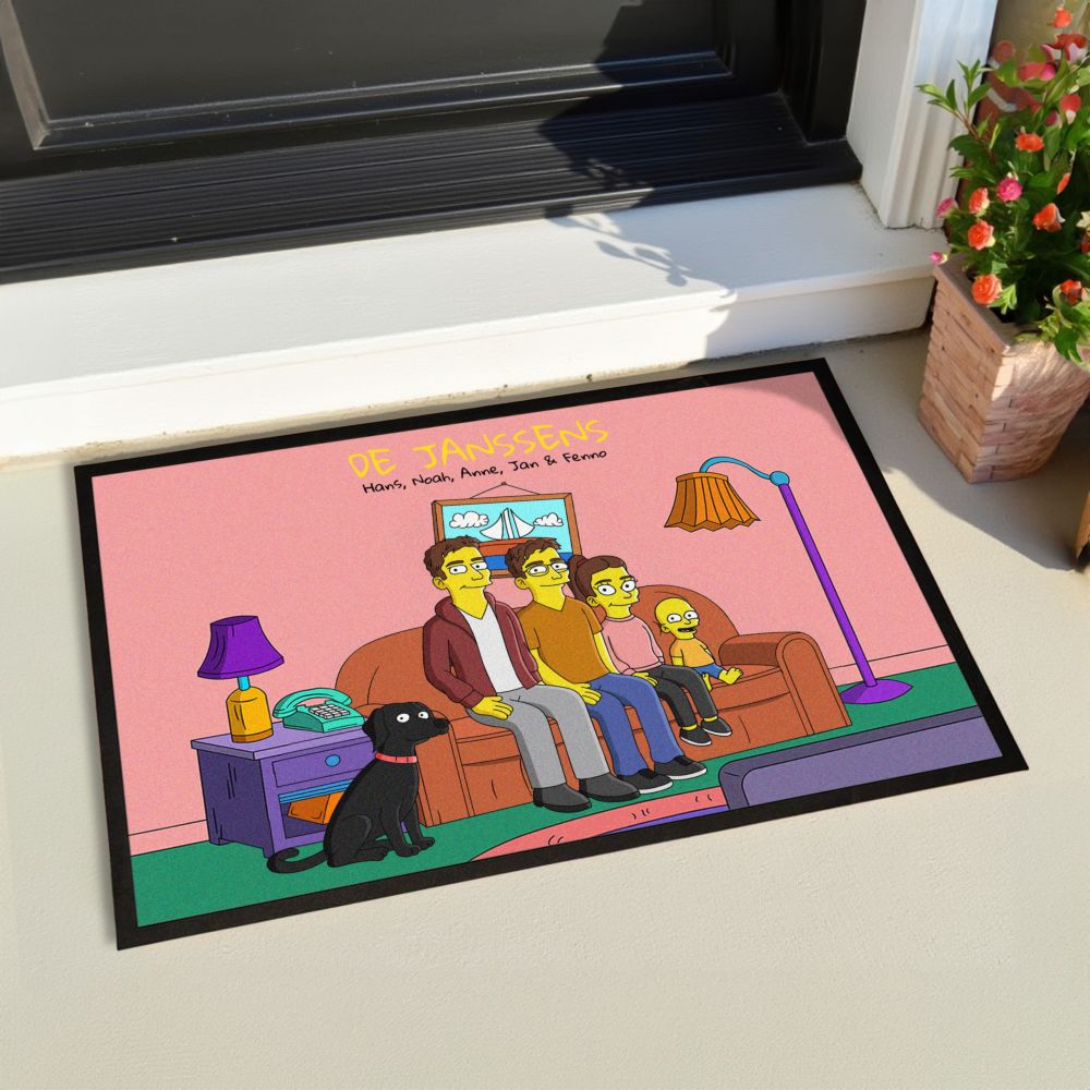 Gepersonaliseerde deurmat - illustratie cartoon familie