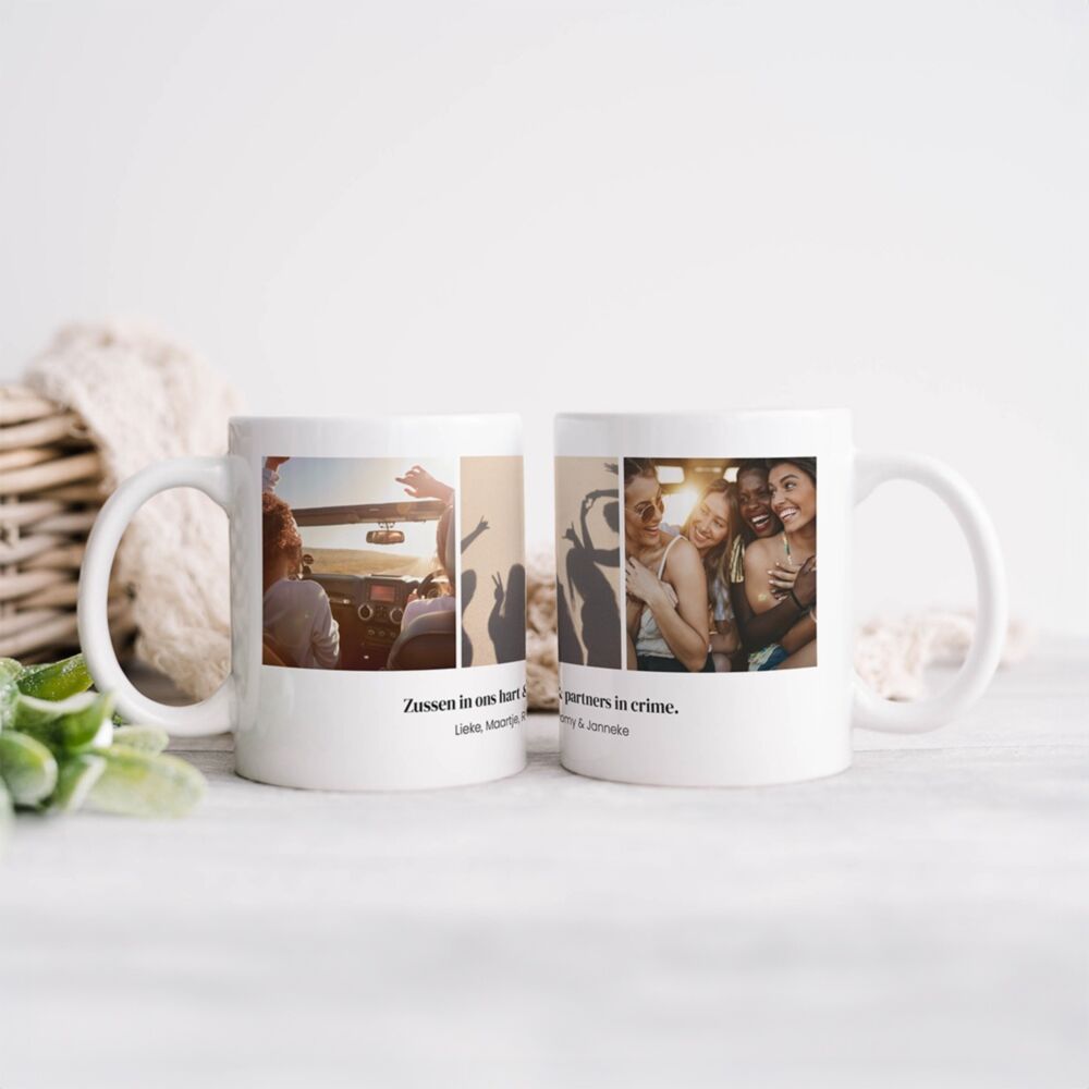 Gepersonaliseerde mok met 3 foto’s en tekst