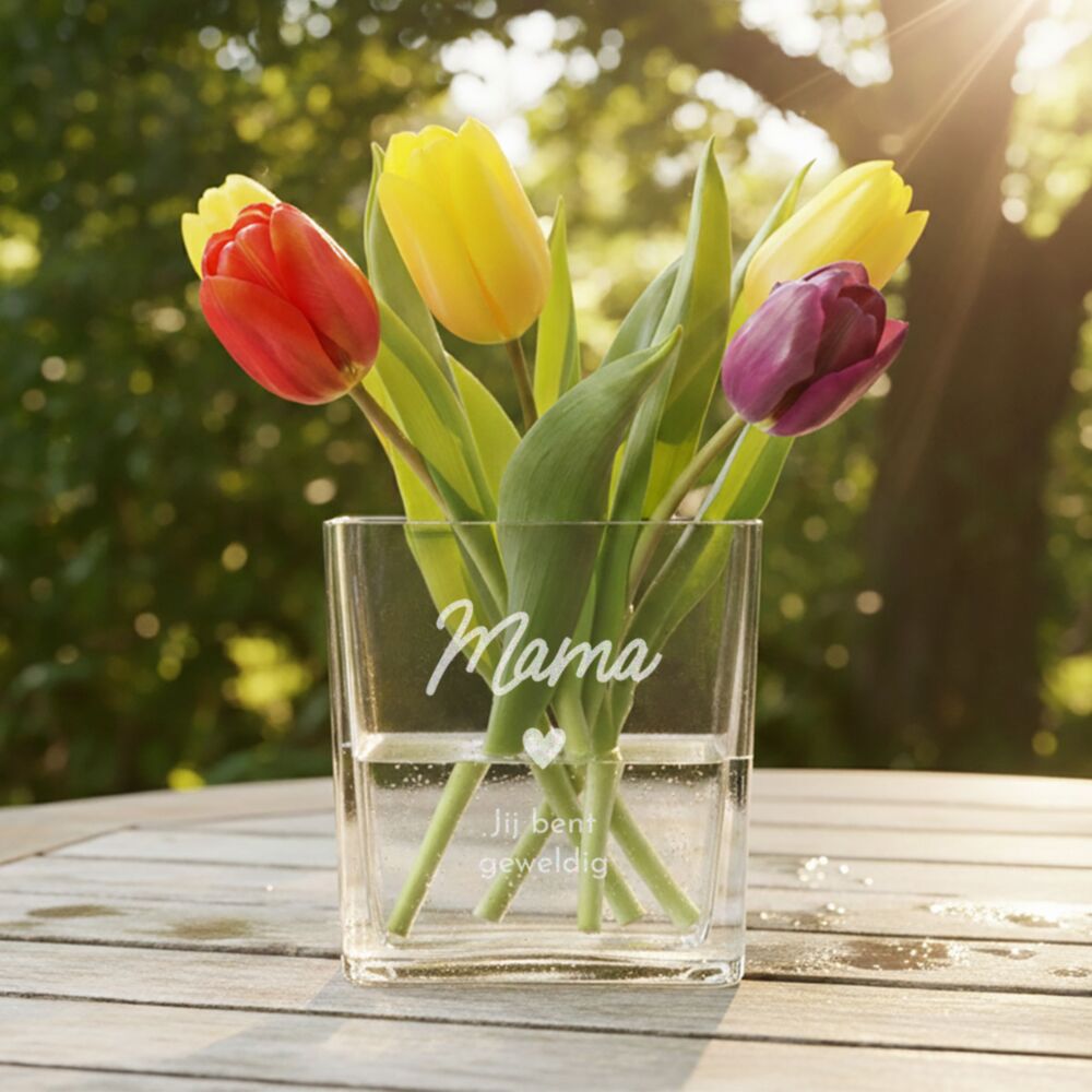 Personalisierbare Blumenvase mit Text und Symbol 