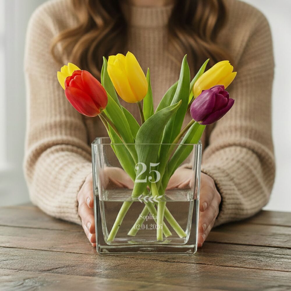 Personaliseerbare Bloemenvaas met Tekst en Symbool