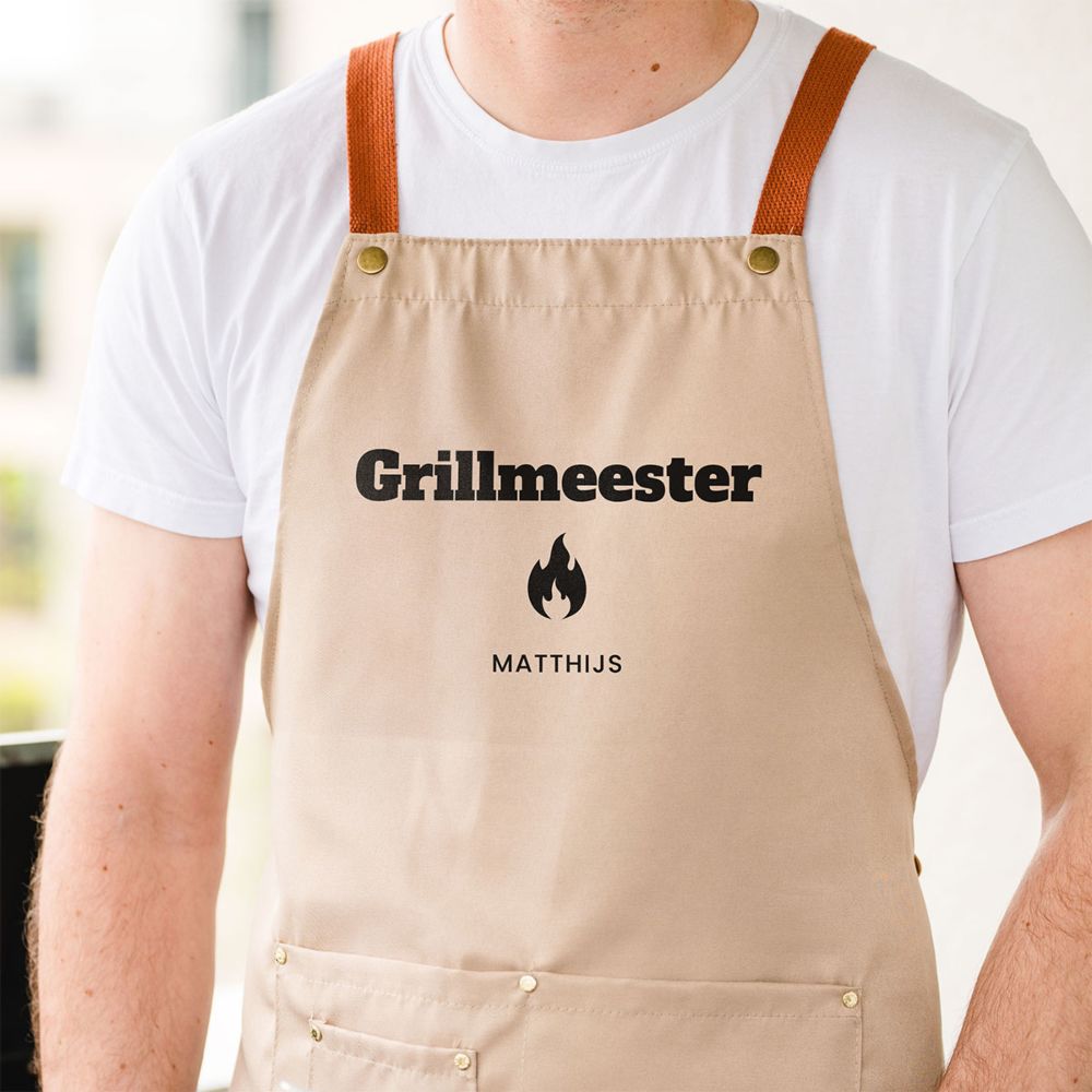 Personaliseerbaar schort met tekst en symbool