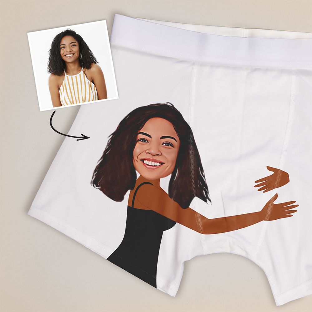 Gepersonaliseerde boxershort met gezicht en tekst