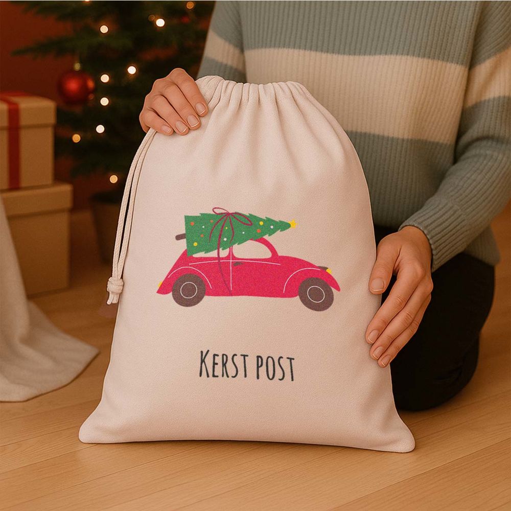 Personalisierbarer Weihnachtssack mit Illustration und Text