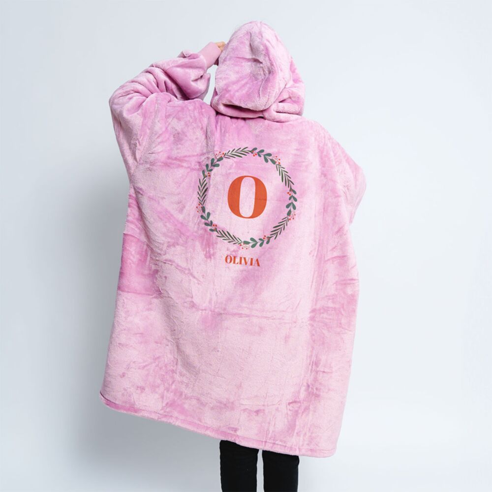 Gepersonaliseerde Hoodie Deken met Kerst monogram