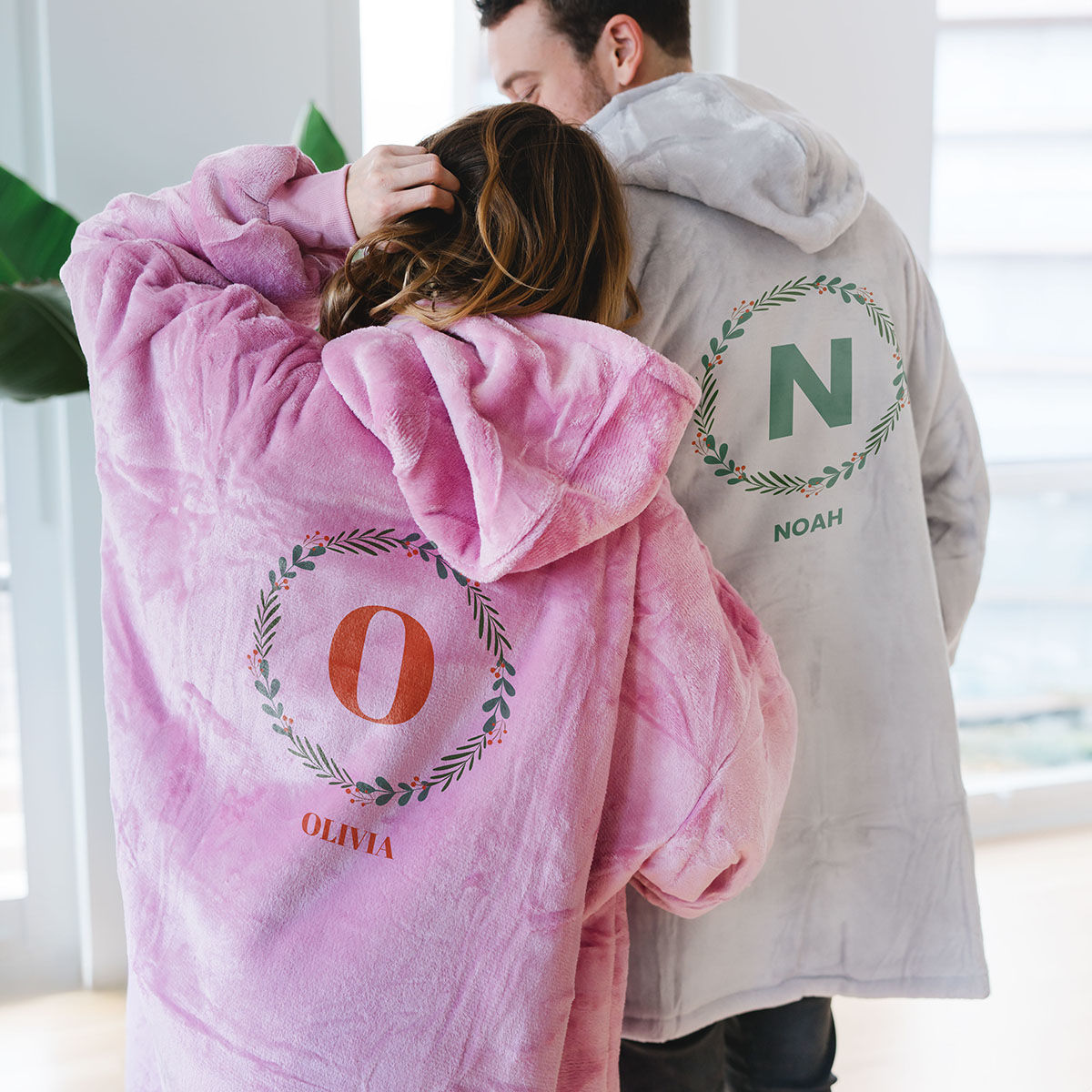 Gepersonaliseerde Hoodie Deken met Kerst monogram snelle levering