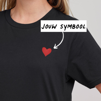 T-shirt Zwart Borduren met Pictogram