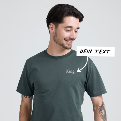 T-shirt Donkergroen Borduren met Tekst